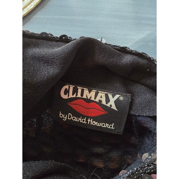 Vintage Climax Dress David Howard Sequin Bodycon ruched side flutter sleeves - Picture 3 of 9